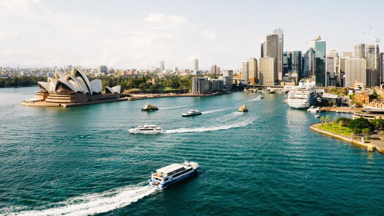 Aerial photo of Sydney harbour, Australia