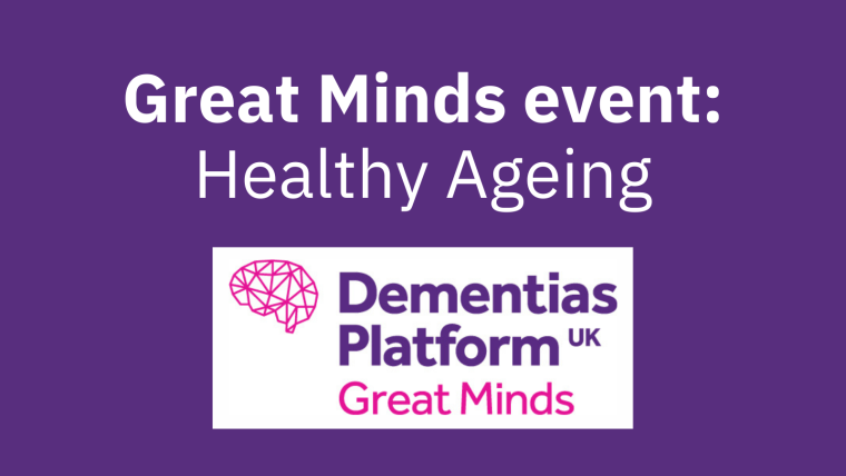A purple background with the Great Minds logo and the text "Great Minds event: Healthy Ageing".